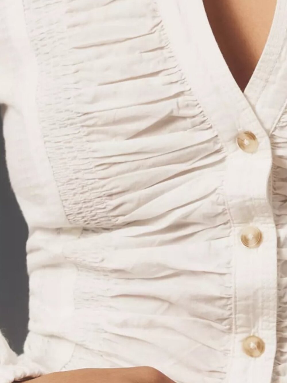 NWT Anthropologie Pilcro Long-Sleeve Reworked Buttondown Buttercream Top - Picture 7 of 10
